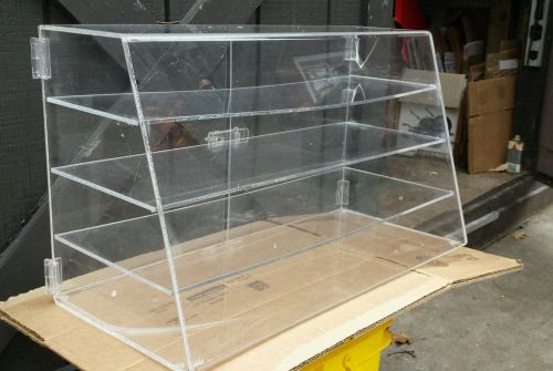 Small Showcase Plexiglass Acrylic Countertop Display Case 4 Shelf Back Opens Up