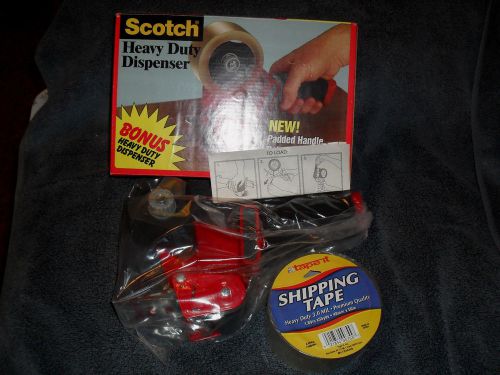 Scotch  heavy-duty 2&#034; packaging tape dispenser new in box with 1 roll tape nib for sale