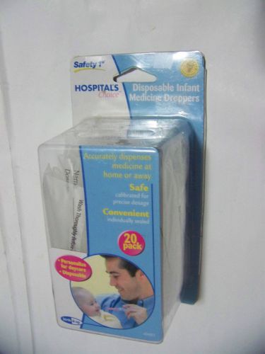 NEW! Safety 1st Disposable Medicine Droppers 20 pk. Infant, Individually Sealed