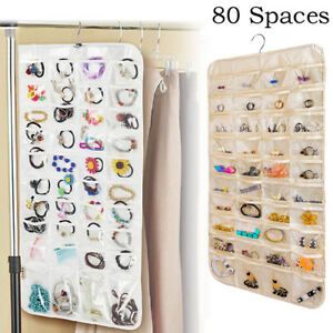 80Pockets Hanging Jewelry Organizers Storage for Holding Earring Jewelries Po_VV