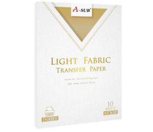 Inkjet Printable Iron-On Heat Transfer Paper for Light Fabric, 8.5x11 inch 10Sh