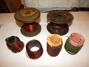MAGNET WIRE 28, 24, 22, 20, 18, 13 AWG ENAMEL COATED COPPER WIRE - OLD SPOOLS