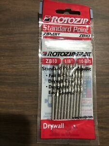 Genuine ROTOZIP 1/8” Standard Point  ZB10 Zip Bit Drywall *Pack Of 10*
