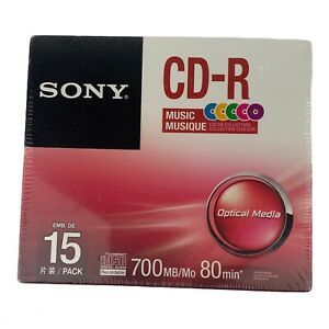 Sony CD-R Music 15 Pack 80 min Discs w/ Cases Color Collection New Sealed