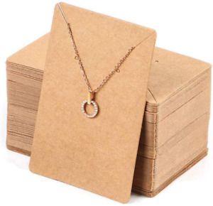 150 Pcs Blank Jewelry Display Cards Kraft Paper Necklace Earring Card, 3.5 x 2.4