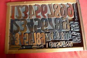 Antique Wood Letterpress Print Type Block Numbers