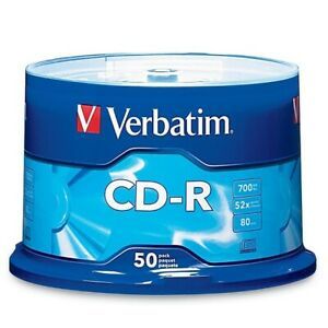 100 VERBATIM 94691 LOGO CD-R,52X,700MB, SILVER TOP, 50/CAKE FREE 2 DAY AIR SHIP