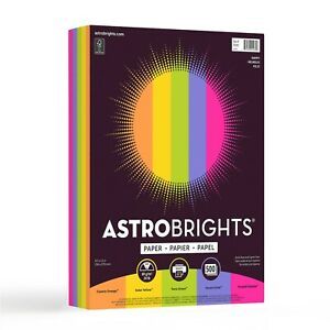 Astrobrights, Colored Paper, 8.5&#034; x 11&#034;, Happy 5-Color Assortment, 500 Sheets