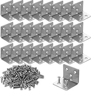 24 PCS Stainless Steel L Corner Brackets 1.2” x 1.2” x 1.5”, 6 Hole 90 Degree