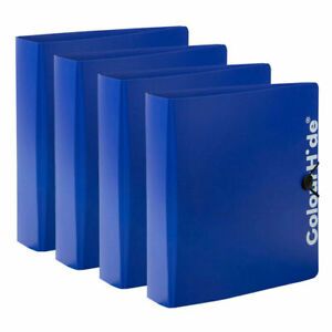 4PK ColourHide A4 Lever Arch File w/ Button Organiser/Storage Paper Holder Blue