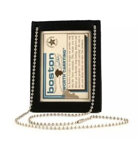 Boston Leather 5982-1 Neck Chain Double 2 ID Holder Black 2 I.D. Holderno Badge