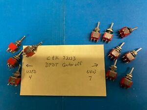 C &amp; K 7203 DPDT CENTER OFF TOGGLE SWITCHES, Lot of 11 switches