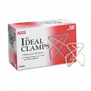 Acco Brands ACC72620 Ideal Paper Clamp (Butterfly Clamp) Size #2 (Small) 50/Box