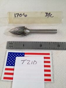 1 NEW FALCON / SGS 1/4&#034; SHANK CARBIDE BURR. SG-6 DOUBLE CUT USA MADE BUR (T210)