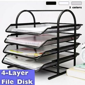 Metal Office Mesh Bin Desk Organizer Set Stationary Tidy Letter Trays Pen  New