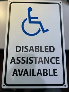 Assistance Available with Handicap Symbol 12&#034; X 18&#034; Metal Sign