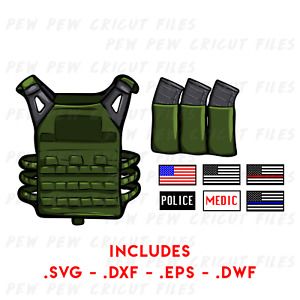 Body Armor Crye JPC SVG - Gun Cricut Files - OD Green Plate Carrier - Military