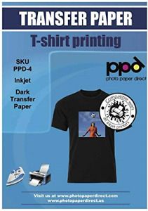 PPD Inkjet PREMIUM Iron-On Dark T Shirt Transfers Paper LTR 8.5x11&#034; Pack of 5