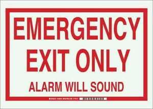 BRADY 103616 Emergency Exit Sign, English, 14&#034; W, 10&#034; H, Polyester, White