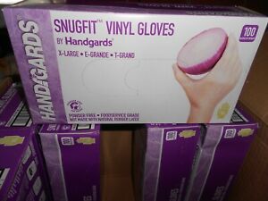 HandGards Snugfit Vinyl Exam Gloves Powder-free Size XL 100 PER BOX =Lot of 8