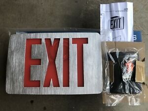 Lot Of 3 HUBBELL LIGHTING - COMPASS CCESRE Exit Signs W/Battery Backup,1W, LED