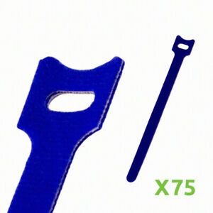 8 Inch Hook and Loop Reusable Strap Cable Cord Wire Ties 75 Pack Blue