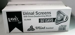 NEW Qty 12 Lavex Janitorial Urinal Screens with Mint Scented Block - 12/Box