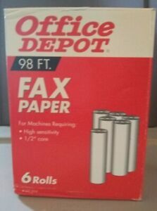 Office Depot High Sensitive Fax Paper 1/2 Core 98&#039; Roll - 6 ROLLS