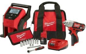 Milwaukee 2463-21RS M12 12V 3/8&#034; Cordless Impact Wrench and Inflator Combo Kit