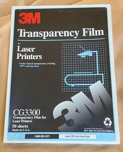 3M CG3300 Transparency Film Sheets for Laser Printers 50 Sheets 8.5 x 11  SEALED