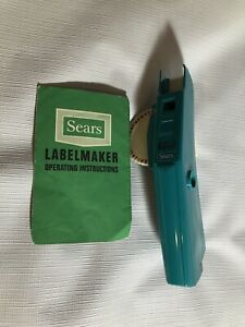 Sears Label Maker Vintage Teal With Manual NO TAPE Dymo 1960s Retro Emboss Blue