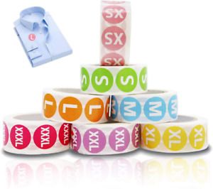 Size Stickers Clothing T-Shirts Retail Colorful Round Labels Adhesive 3500 Pcs