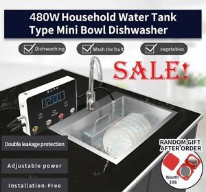 Mini Ultrasonic Dishwasher Machine Household Water Tank Fruit Vegetable Cleaning