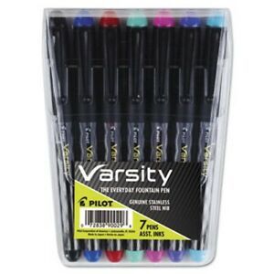 Pilot Varsity Disposable Fountain Pen, Assorted Ink, Medium, 7/Set (PIL90029)