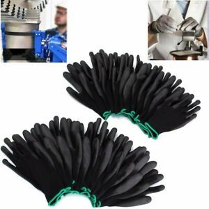 Work Gloves 12/24Pairs Builders Grip Palm Protection S-L Black Nylon Coating Hot