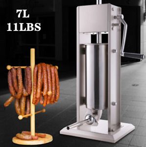 11LBS Sausage Stuffer Vertical Stainless Steel 7L Two Speed Meat Press Filler