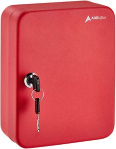 AdirOffice Key Steel Security Storage Holder Cabinet Valet Lock Box (30 Key, Red