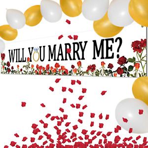 Marry Me Banner Will You Marry Me Large Flower Banner Balloon Petals Marriage...