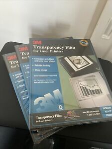 3 New Vintage 1999 3M CG3300 Transparency Film Laser Printers, 50 Sheets 8.5x11