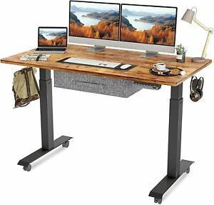 FEZIBO Electric Height Adjustable Standing Desk with Drawer, 55 x 24 Inches Spli
