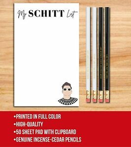 My Schitt List Notepad &amp; David Rose Pencil Set - Schitt&#039;s Creek Merchandise