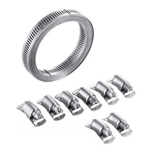 Hose Clamp Assortment Kit Cut-To-Fit 12 FT Strap 8 Stronger Fasteners Adjustable