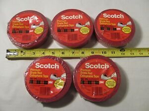 5 Rolls of Premium Grade Red Cellophane Tape 72 Yards x One Inch 1 3M Scotch NEW