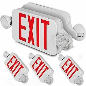 Happybuy 4 Pack Emergency Lights Red EXIT Sign with Dual LED Lamp Heads ABS F...