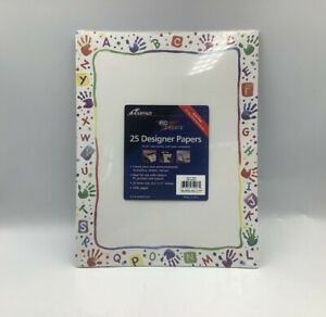 AMPAD DESIGNER PC PAPER - ABC BORDER DESIGN - 8.5&#034; x 11&#034; - 23 SHEETS - OPEN BOX