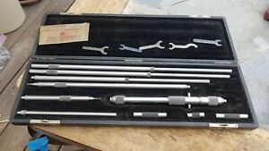 Vintage LS Starrett No 124-C (?) Inside Micrometer Set 8-32&#034; Original Case