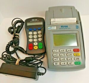 First Data FD-100 Credit Card Machine &amp; FD-10 Pinpad Terminal with power cords