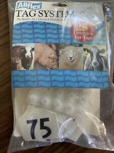 ALLFLEX TAG SYSTEM 25 White Livestock Ear Tags 51-75. 3””-4””