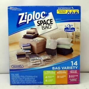 Ziploc Space Bag 14 Variety 14pc 4 M L 3 XL Cubes TRVL