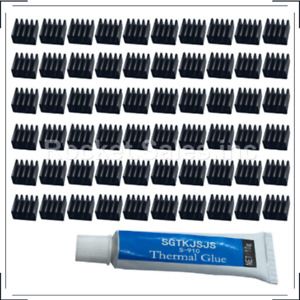 60pcs Mini Heatsink Kit, Cooler Heat Sink for Cooling VRM Stepper Driver MOSFET